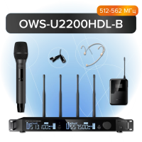 OWS-U2200HDL-B Двухканальная радиосистема, 2 ручных, 2 головных, 2 петличных микрофона, Октава