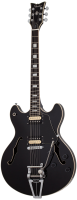 SCHECTER CORSAIR G. BLACK - полуакустическая гитара, 6 струн, 22 лада, корпус: клён, гриф: красное дерево 3 куска, вклееный, накладка: черное дерево, звукосниматели: HH Schecter Diamond 78, регулировки: 2 громкости, 2 тона (push-pull), 3х позиционный пере
