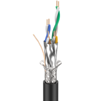 ROXTONE C6APX/300 Black Кабель CAT6a, 100% shielded, 100Ω, сечение: 4x2x0,26mm2 (проводник: 1х0,58мм), PVC Jacket, D: 8мм., 300м/деревянная катушка.