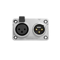 Seetronic C3F2C-W- Комбинированный панельный разъем XLR 3-pin (вилка+розетка) для наружного применения (IP65), под пайку, серебристый