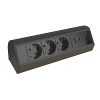 Kondator 935-D3DU- Розеточная станция серии Axessline с 3 розетками, 1хRJ45 и 2xUSB, черная