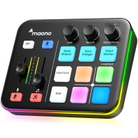 Maono g1 neo микшер для игрового стриминга, подкастинга, предусилитель, rgb подсветка, bluetooth, фантомное питание 48v