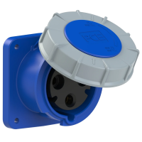 PCE Розетка встраиваемая 63А/230V/1P+N+E/IP67, фланец 100x107 333-6fc
