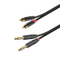 ROXTONE PACC200/2 Аудиокабель, 5х10мм(2х2х0,22мм2), конекторы ROXTONE: 2XRCA - 2x6,3mm mono Jack(RJ2P-BG x RF2CS-BG), цвет черный, 2м