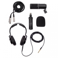 Zoom ZDM-1PMP набор для подкастов - динамический микрофон ZDM-1, закрытые наушники ZHP-1, стойка для микрофона TPS-4, ветрозащита, XLR кабель 2 м