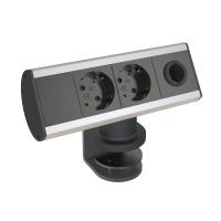 FORMING FUNCTION 9102000909- Розеточная станция серии Axessline с 2 розетками и отверстием под кабель, серебристо-черная