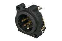Neutrik NC4MAH Разъем XLR панельный, 4 контакта, штекер, горизонт., в ПП, тип-A, земля-корпус-панель соединены