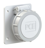 PCE Розетка встраиваемая 16A/42V/2P+E/IP67, фланец 75x85, никелированные контакты 3832-12f87v