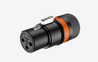 ROXTONE LX3F-Black/Orange Разъем Cannon кабельный, "мама" 3-х контактный. угловой  Корпус: армированный стекловолокном полиамид (PA6+20%GF), Контакты: фосфористая бронза, покрытие контактов: золото. Цвет: Черный ( в комплекте два кольца: черное и оранжево