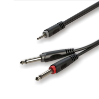 ROXTONE RAYC130/1 Аудиокабель 4x8mm (2x1x014mm2); (3,5мм cтерео Jack - 2 х 6,3мм моно Jack), 1 м.