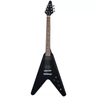 Электрогитара 80s Flying V Ebony, 6 струн, корпус - красное дерево, гриф - красное дерево, накладка - палисандр, мензура 24,75 дюйма, 22 лада, Gibson