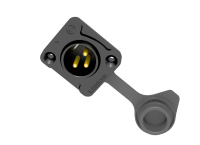 Seetronic J3F2C-W-B- Панельный разъем XLR 3-pin (вилка) с фланцем типа D для наружного применения (IP65), под пайку, черный
