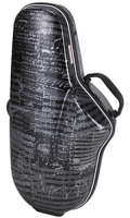 Alto saxophone case GLCASE GLE-A (J01) - Экономичный надежный кейс для альт-саксофона из плаcтика ABS по форме инструмента. Принт на музыкальную тему в темно-серых оттенках