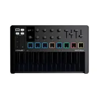 MIDI клавиатура [231503] Arturia [MiniLAB 3 Deep Black] 25 клавиш, 8 энкодеров, 8 RGB пэдов, 8 фейдеров, дисплей, сенсорные регуляторы Pitch/Modulation, MIDI-выход, 1/4" Jack вход педали, режим Chord, арпеджиатор, USB-C