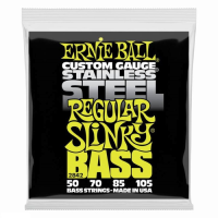 ERNIE BALL 2842- серия Stainless Steel - струны для бас гитары - (50-70-85-105), навивка из нержавеющей стали, сердцевина струны - шестигранный стальной лужёный керн