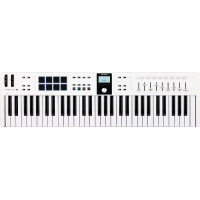 MIDI-клавиатура Arturia KeyLab Essential 61 mk3 White [61 клавиша, LCD дисплей, 9 энкодеров, 8 пэдов, 9 фейдеров, 12 кнопок управления, колеса высоты тона и модуляции, 1/4" Jack вход для педали, MIDI выход, Type-C]