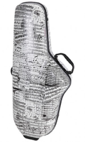 Tenor saxophone case GLCASE GLE-T (J10) - Экономичный надежный кейс для тенор-саксофона из плаcтика ABS по форме инструмента. Принт на музыкальную тему в светло-серых оттенках.