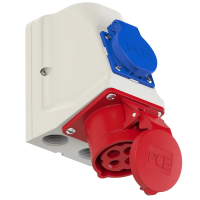 PCE Розетка настенная комбинированная 16А/400V/3P+E/IP44+1GS, без проводов 9214-6w