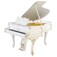 Петроф|Petrof p 173 breeze rococo (0002)  рояль, длина 173 см, цвет белый, сатинированный, золотая фурнитур