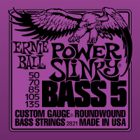 ERNIE BALL 2821 Power Slinky 5-String Nickel Wound Electric Bass Strings - 50-135 Gauge