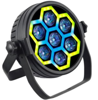 STAGE4 broPAR-EP 7x12XWAU Прожектор типа PAR / 7х12 вт / RGBWA+UV / 25,6°(45,4°) / 2173 лм / 9369 кд / 375 лк@5 м / 2700-8000 К / от 60 Ra / RGB-гексагоны / RDM / пластик / 2,2 кг / до 4 м