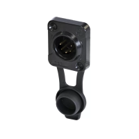Rean RRX5M-Z-002-0-  5-ти пиновый панельный разъём XLR "папа", чёрный корпус, позолоченные контакты
