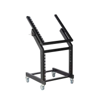 ECO RS008 Профессиональная 21U - 19" рэковая стойка, 9U по вертикальной плоскости, 12U по горизонтальной (поворотной) плоскости, 4 колеса (2 с тормозом), высота:91см, , база: 55см, Максимальная нагрузка: 200кг, цвет: матовый черный, 1шт в упаковке размеро