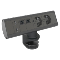 Kondator 935-D2DU- Розеточная станция серии Axessline с 2 розетками, 2хRJ45 и 2xUSB, черная