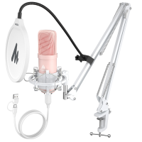 Maono AU-A04E (pink) USB-микрофон, конденсаторный кардиоидный, 192 кГц/24 бита, набор