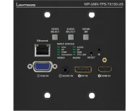 Lightware wp-umx-tps-tx130-us black, настенный hdbaset передатчик hdmi1.4, vga, dp1.1+ethernet+rs-232+двунаправленный ик сигналов по одному кабелю витой пары до 170 метров; поддержка hdcp, edid, 3d и 4k/uhd; эмбеддер аналогового стерео аудио; белый.