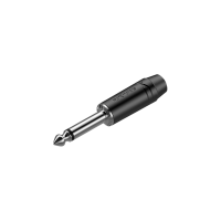 ROXTONE RJ2PP-NS-BN Профессиональный разъем  jack 1/4" моно, размер 72,2*14мм., Покрытие контактов: никель. Макс. диаметр кабеля 6,5мм., Цвет: черный