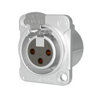 Seetronic MK3F2C-G- Панельный разъем XLR 3-pin (розетка) с фланцем типа D, под пайку, серебристый