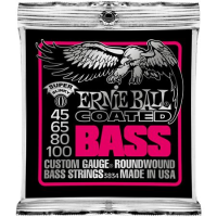 P03834 Coated Super Комплект струн для бас-гитары, с покрытием, 45-100, Ernie Ball